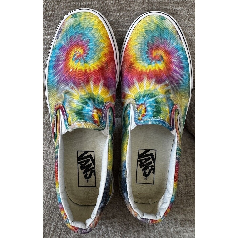 EUC Vans Classic Slip-On Rainbow Tie Dye sneakers M4 W5.5